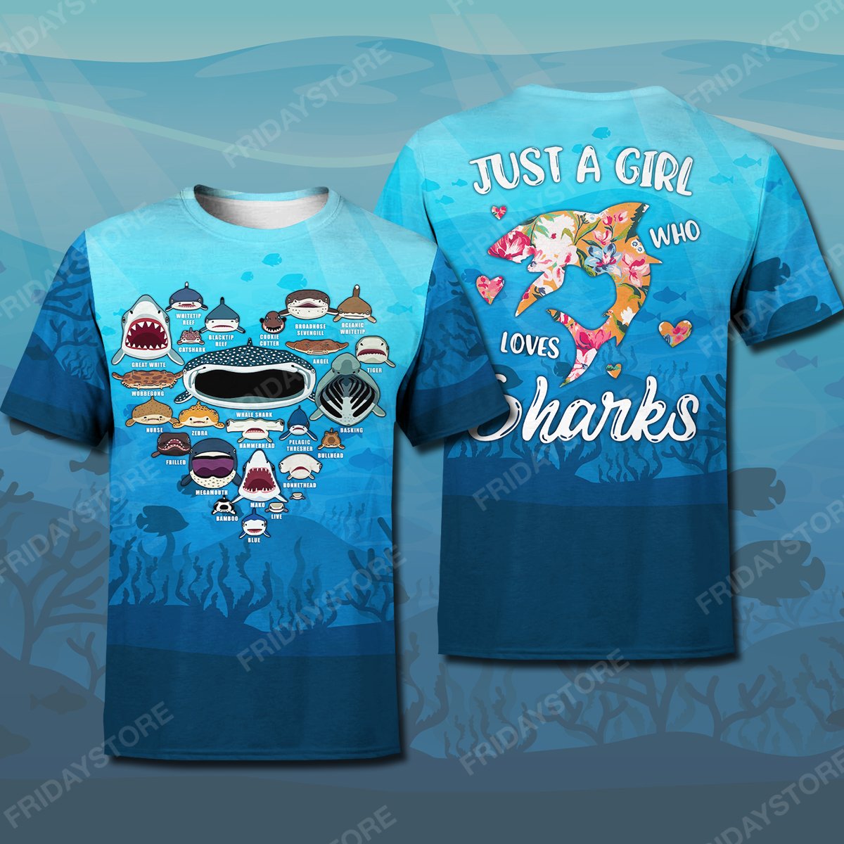 Just A Girl Who Loves Sharks All Over Print Hoodie T-shirt