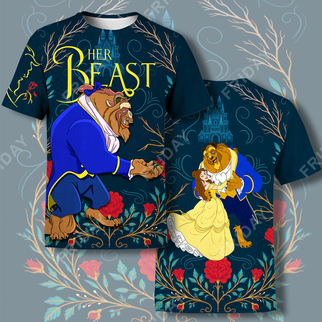 Unifinz DN T-shirt Beauty & The Beast Her Beast Couple 3D Print T-shirt Awesome DN Beauty & The Beast Hoodie Sweater Tank 2026