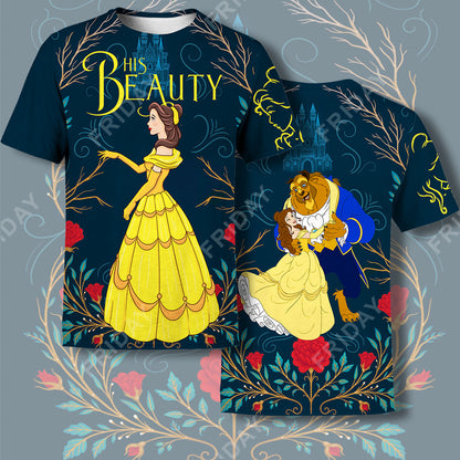 Unifinz DN T-shirt Beauty & The Beast His Beauty Couple 3D Print T-shirt Awesome DN Beauty & The Beast Hoodie Sweater Tank 2026
