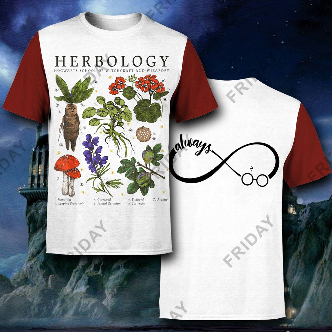 Unifinz HP T-shirt Herbology Always Infinity Red White T-shirt High Quality HP Hoodie Sweater Tank 2026
