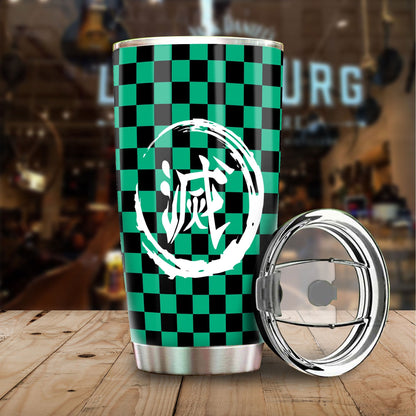  Demon Slayer Tumbler 20 oz Tanjiro Kamado Uniform Kimetsu No Yaiba Logo Tumbler Cup 20 oz