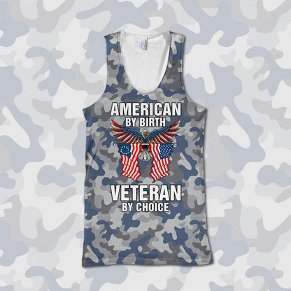 Unifinz Veteran T-shirt American By Birth Veteran By Choice Blue Grey Camouflage T-shirt Veteran Hoodie Sweater Tank 2022