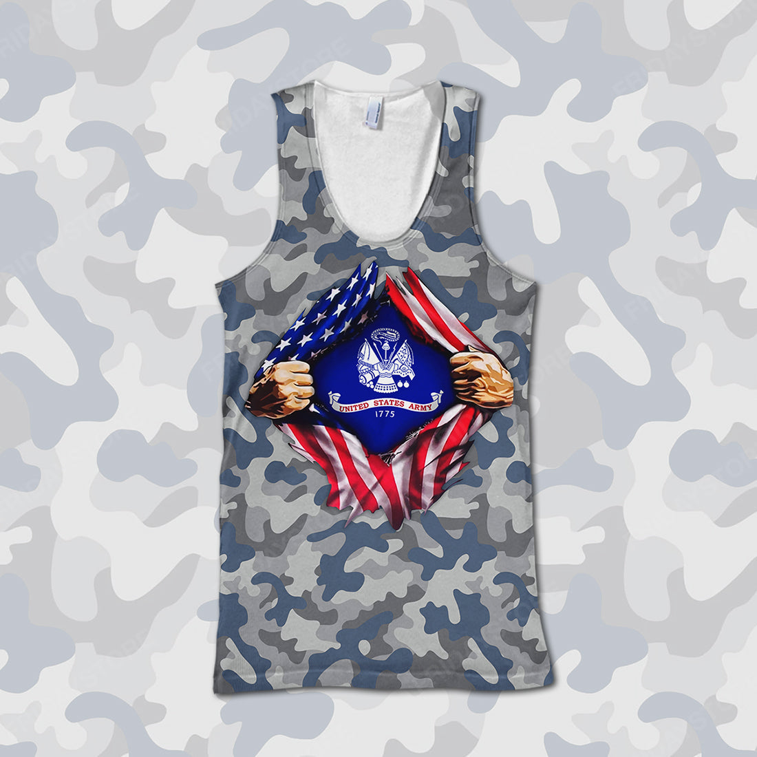 Unifinz Veteran T-shirt United States Army 1775 Blue Grey Camouflage T-shirt Veteran Hoodie Sweater Tank 2022