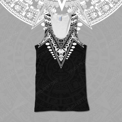 Unifinz Mexican T-shirt Mexican Culture Aztec Pattern Black White T-shirt Hoodie Adult Women Men Full Print Unisex 2022