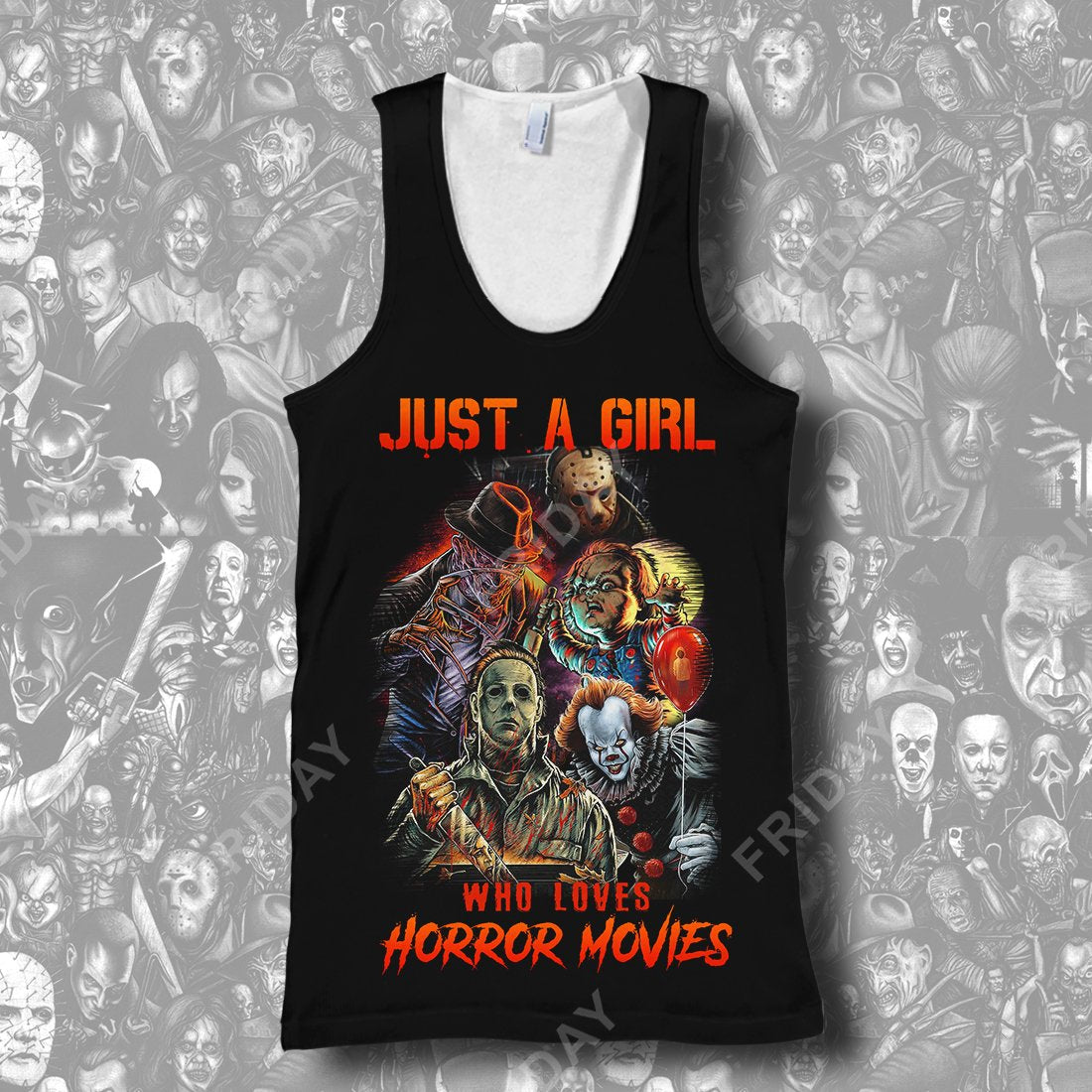 Just A Girl Who Loves Horror Movies All Over Print Hoodie T-shirt