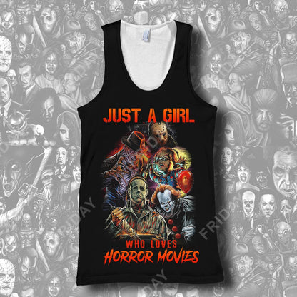Unifinz Horror T-shirt Halloween Just A Girl Who Loves Horror Movies T-shirt High Quality Horror Hoodie Sweater Tank 2025