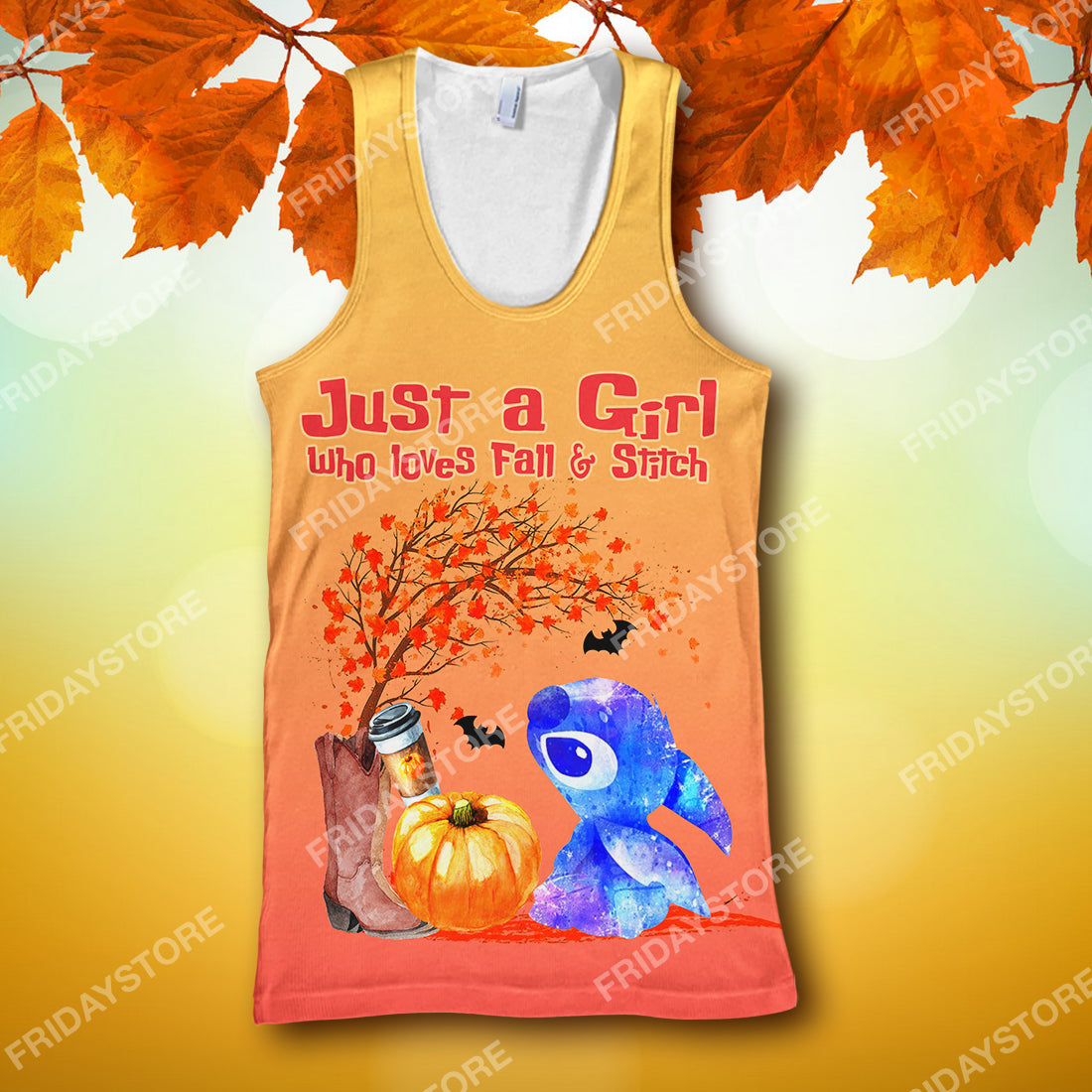 Unifinz LAS T-shirt Just A Girl Who Loves Fall And Stitch T-shirt Cute High Quality DN Stitch Hoodie Sweater Tank 2025