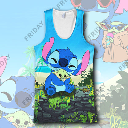 Unifinz DN SW T-shirt Stitch Hug Baby Yda 3D Print T-shirt Cute Amazing DN Stitch Hoodie Sweater Tank 2025