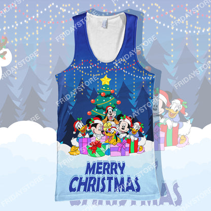 Unifinz DN T-shirt Mouse And Friends Together Under Christmas Tree T-shirt High Quality DN MK Mouse Hoodie Sweater Tank 2025