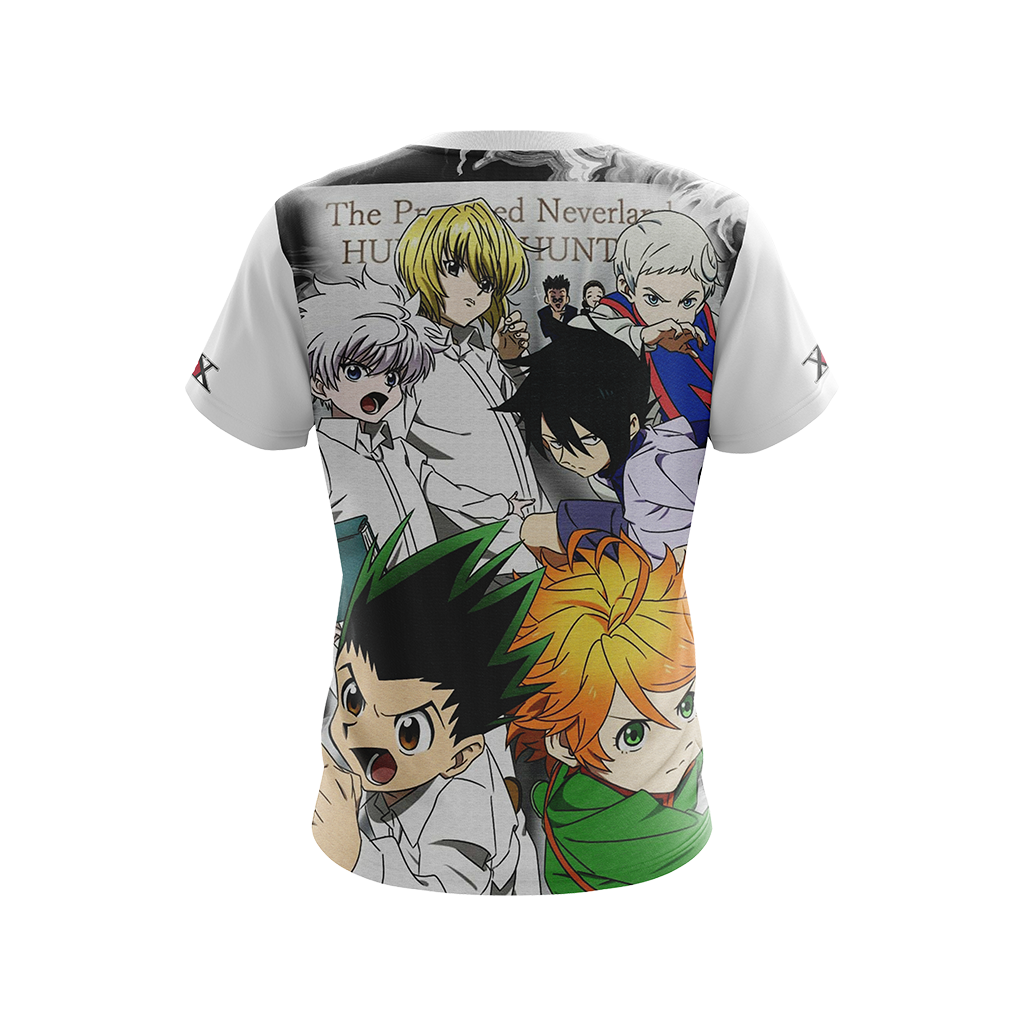  Hunter X Hunter Shirt The Promised Neverland Crossover Hunter X Hunter White Shirt Anime Shirt Adult Full Size Unisex