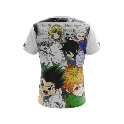  Hunter X Hunter Shirt The Promised Neverland Crossover Hunter X Hunter White Shirt Anime Shirt Adult Full Size Unisex
