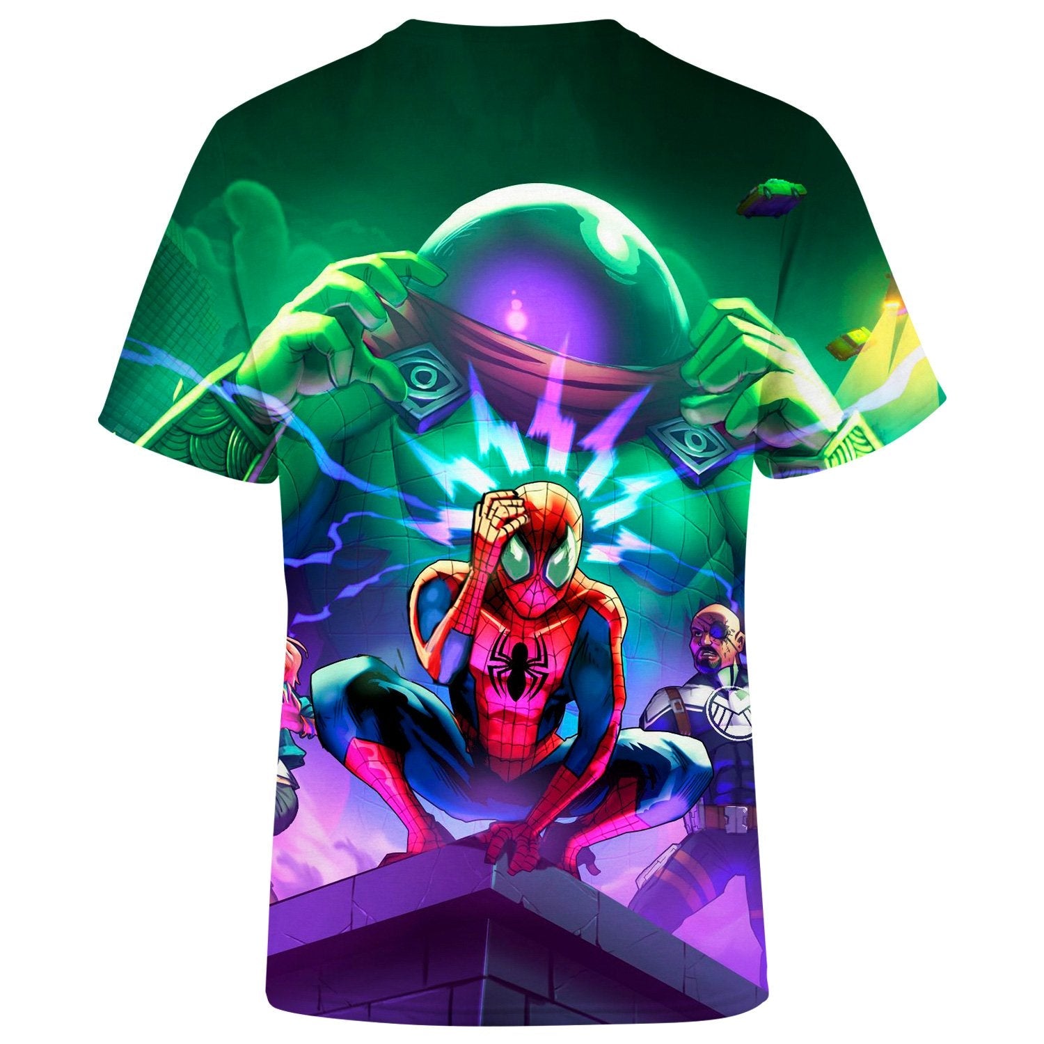 Spider Man T-shirt Spider Man Fights Mysterio Green 3d Hoodie Spider Man Hoodie