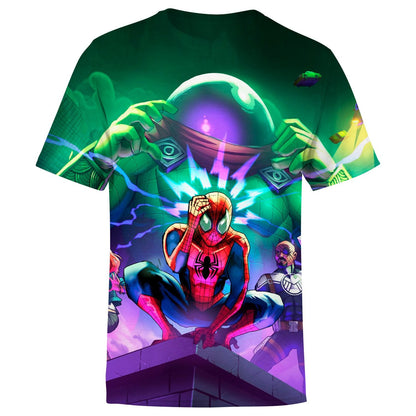 Spider Man T-shirt Spider Man Fights Mysterio Green 3d Hoodie Spider Man Hoodie