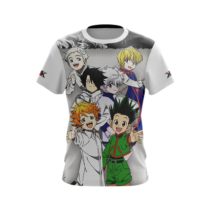  Hunter X Hunter Shirt The Promised Neverland Crossover Hunter X Hunter White Shirt Anime Shirt Adult Full Size Unisex