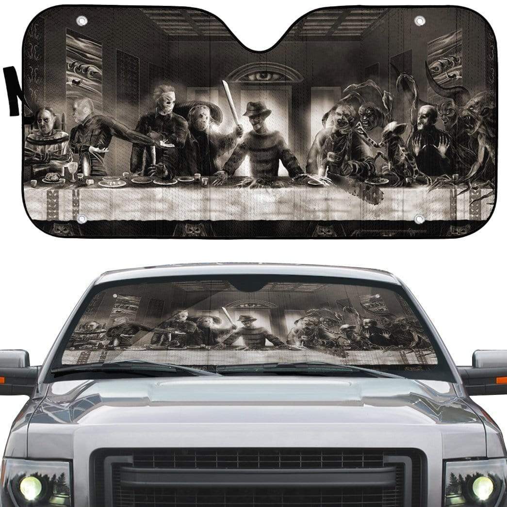  Horror Car Sun Shade The Last Supper Serial Killers Black White Auto Sun Shade