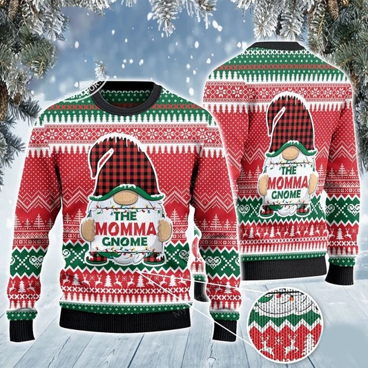 Gnome Sweatshirt The Momma Gnome Christmas Sweatshirt Red Green Unisex