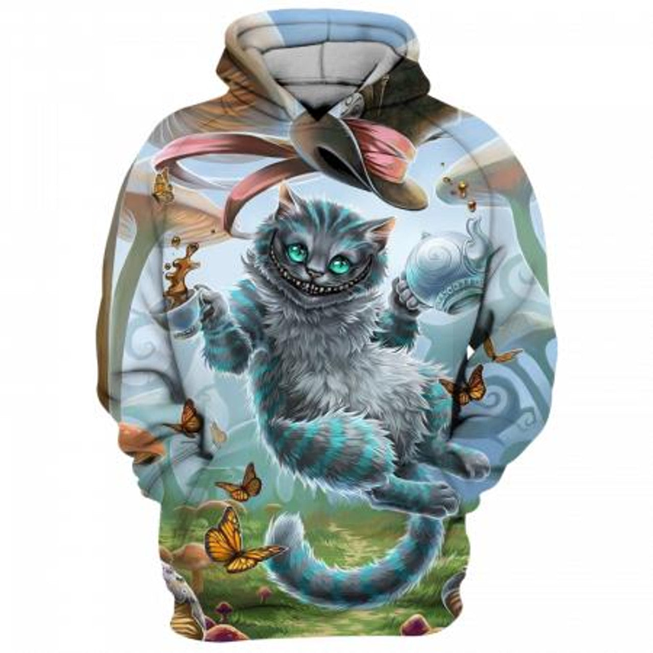 AIW Hoodie Cheshire Cat Mushroom Graphic Hoodie Colorful Unisex