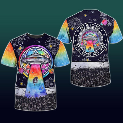 Unifinz UFO T-shirt UFO Abduction Girl Space Black T-shirt Hoodie Adult Full Print 2022