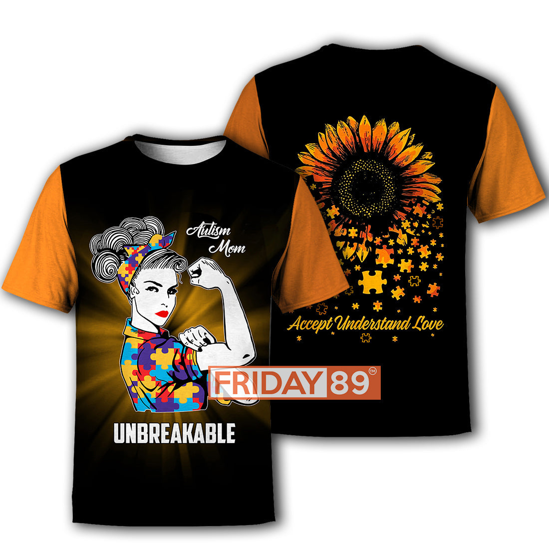 Unifinz Autism T-shirt Autism Mom Unbreakable Accept Understand Love 3D Print T-shirt Autism Hoodie Sweater Tank 2024