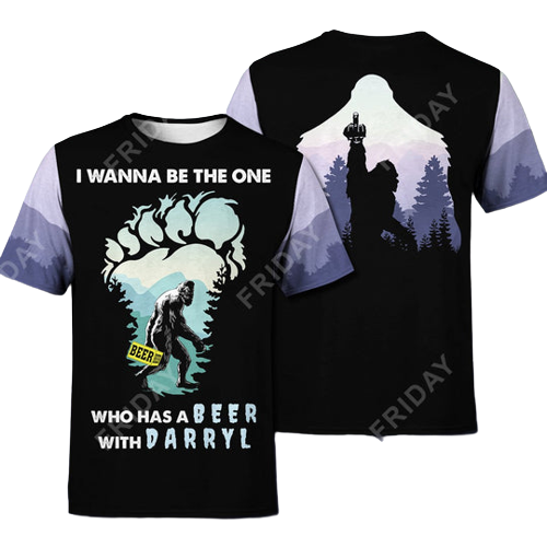 Bigfoot I Wanna Be The One Who Has A Beer All Over Print Hoodie T-shirt
