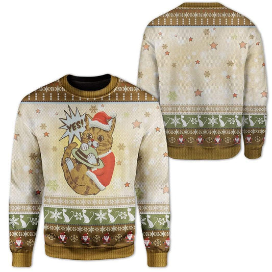 Cat Christmas Sweater Cat Yes Christmas And Cat Pattern Ugly Sweater