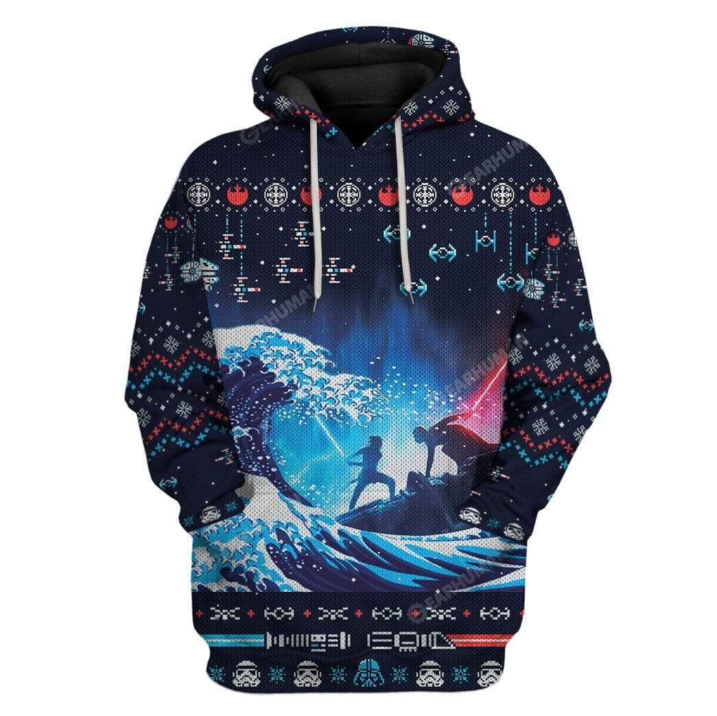  SW Hoodie SW Fighting Scene Christmas Rebel Alliance Symbol Pattern Hoodie SW Apparel For Fan Adult Full Print