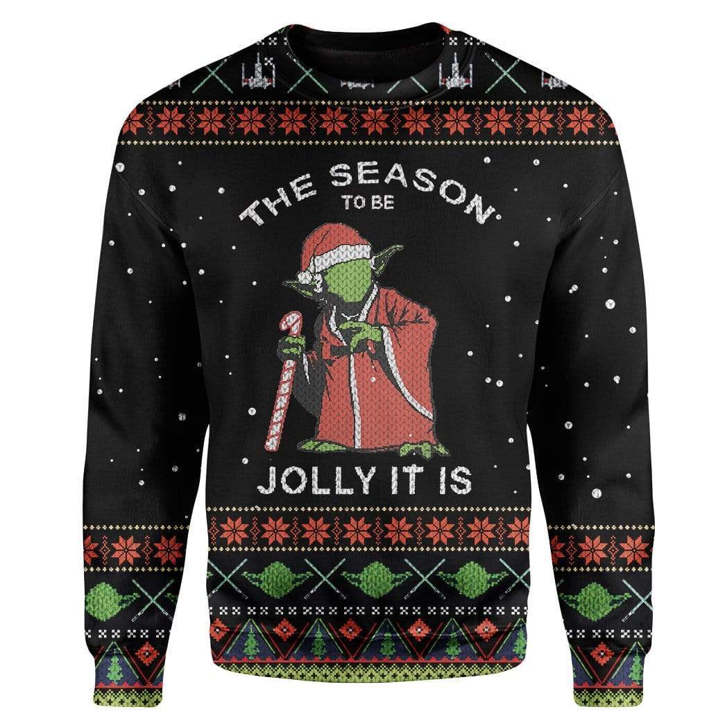 SW Sweater The Season To Be Jolly It Is Yoda Black Ugly Sweater