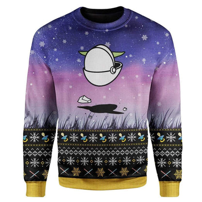 SW Sweater SW The Child Galaxy Blue Purple Ugly Sweater