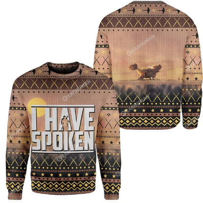 SW Sweater Mandalorian Christmas Sweater Mandalorian I Have Spoken Brown Ugly Sweater