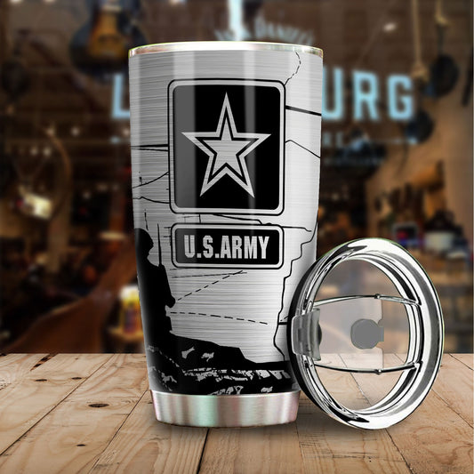 Unifinz U.S Army Tumbler 20 oz Silver Military Tumbler 20 oz gifts For Veteran Lover Veteran Tumbler 2022