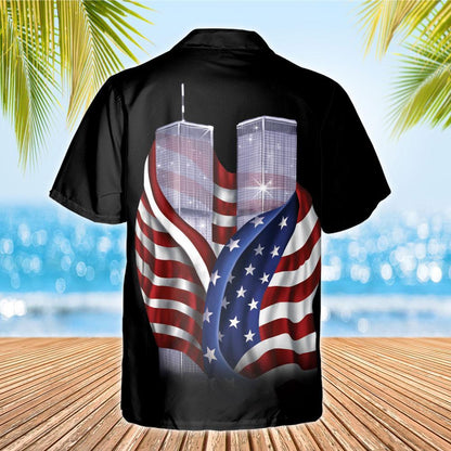 Patriot Day Hawaiian Shirt 9/11 Never Forget American Flag Black Hawaii Aloha Shirt September 11th Hawaii Shirt