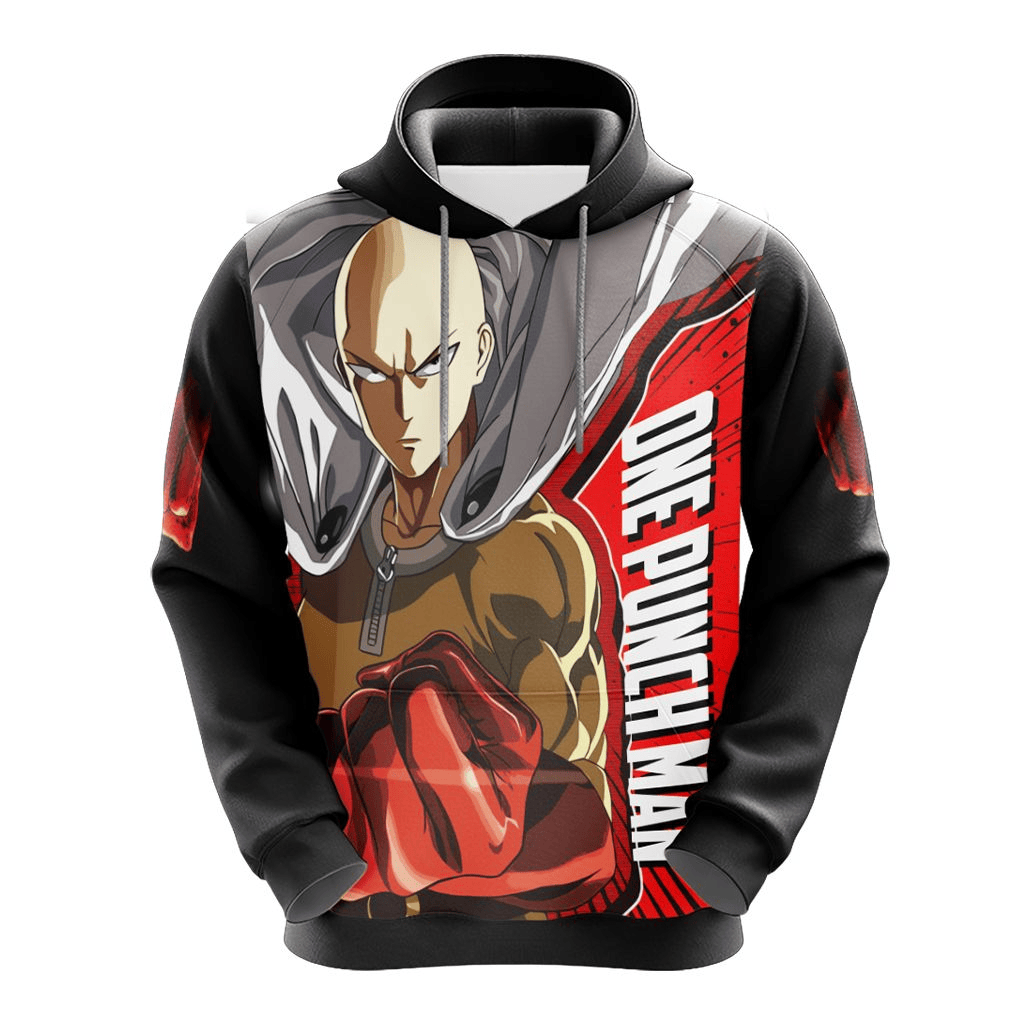 One Punch Man Hoodie One Punch Man Saitama New Look T-shirt Black Red Unisex