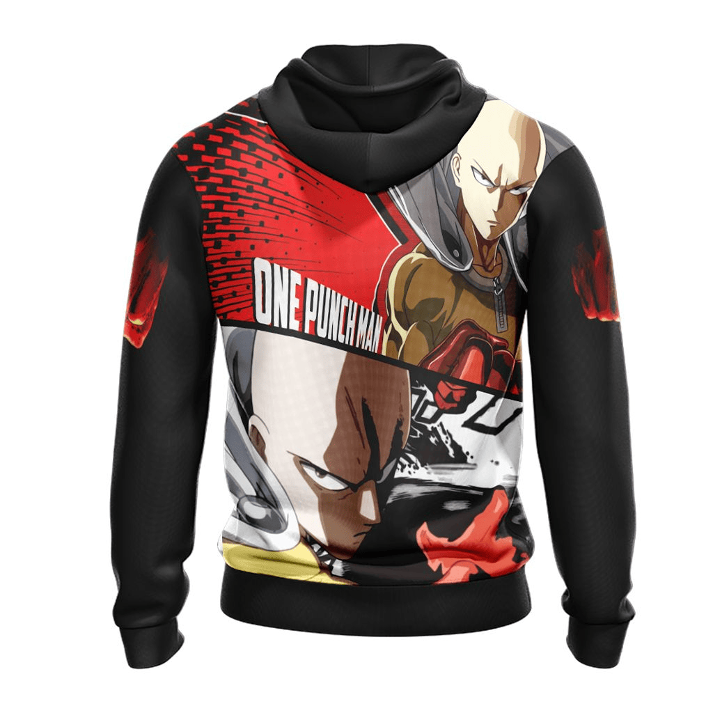 One Punch Man Hoodie One Punch Man Saitama New Look T-shirt Black Red Unisex
