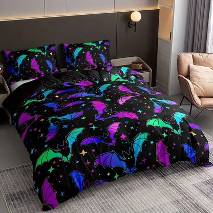 Halloween Bedding Set Halloween Bat And StarPattern Duvet Covers Black Unique Gift