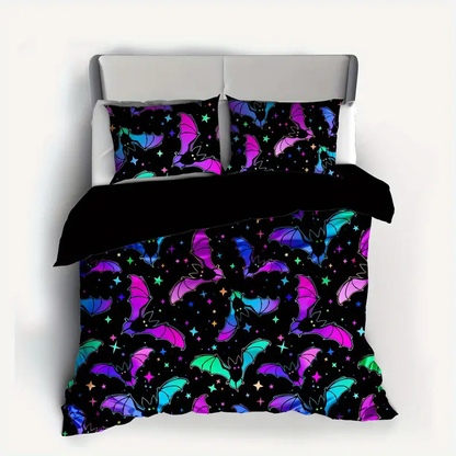 Halloween Bedding Set Halloween Bat And StarPattern Duvet Covers Black Unique Gift