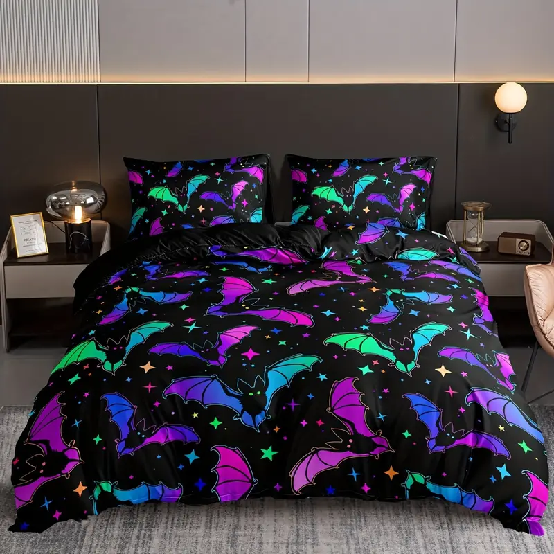 Halloween Bedding Set Halloween Bat And StarPattern Duvet Covers Black Unique Gift