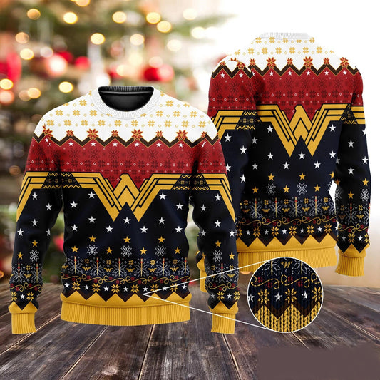 Wonder Woman Sweatshirt Wonder Woman Symbol Christmas Sweatshirt Red Black Unisex