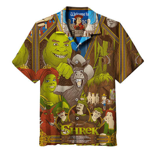 Shrek Hawaii Shirt Shrek And Friends Universal Aloha Shirt Brown Unisex