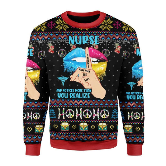  Nurse Hippie Sweater Nurse Knows More Than She Says And Notice More Than You Realize Ugly Sweater