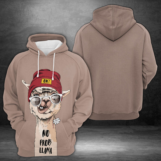 Llama Hoodie Cool Llama No Pro Llama Brown Hoodie