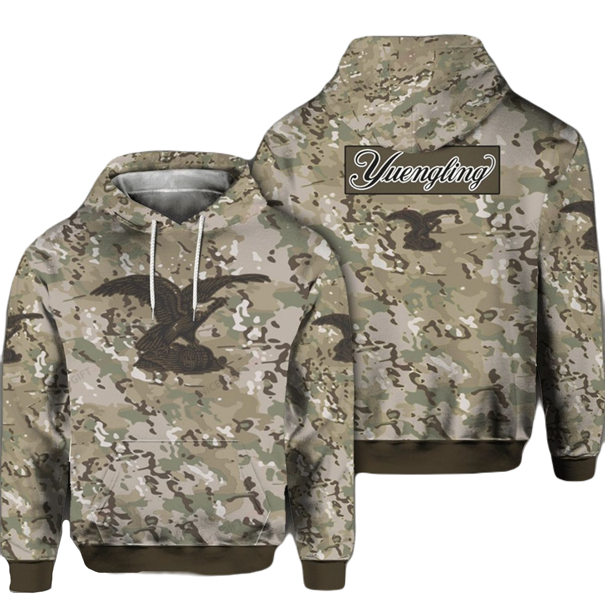 Yuengling Hoodie Yuengling Camouflage Hoodie Green Brown Unisex