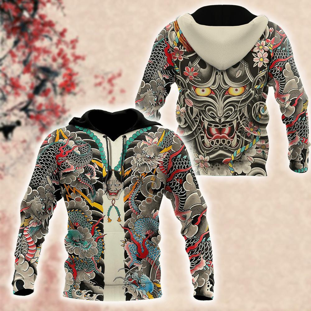  Japan T-shirt Japanese Yakuza Tattoo Japan Culture T-shirt Hoodie Adult Full Print