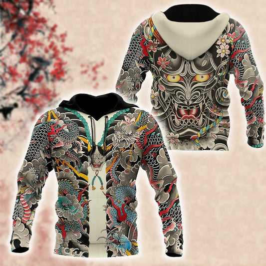  Japan T-shirt Japanese Yakuza Tattoo Japan Culture T-shirt Hoodie Adult Full Print
