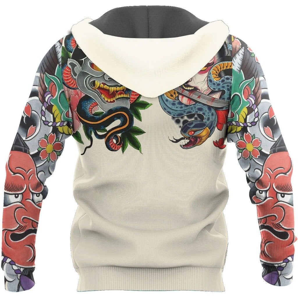  Japan T-shirt Japanese Tengu Tattoo Art Japan Culture T-shirt Hoodie Adult Full Print