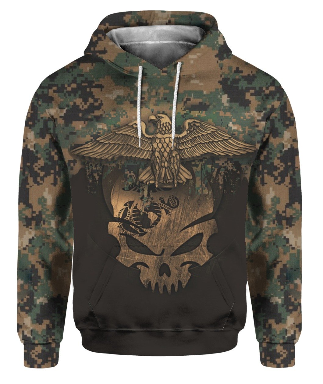 Veteran Shirt Marine Veteran Skull Eagle Camouflage Black Hoodie Veteran Hoodie