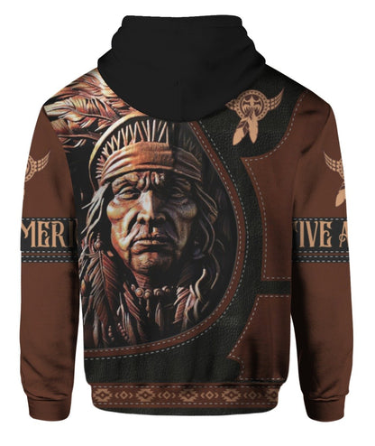 Native American Hoodie Native American Carve Wooden Chief Hoodie