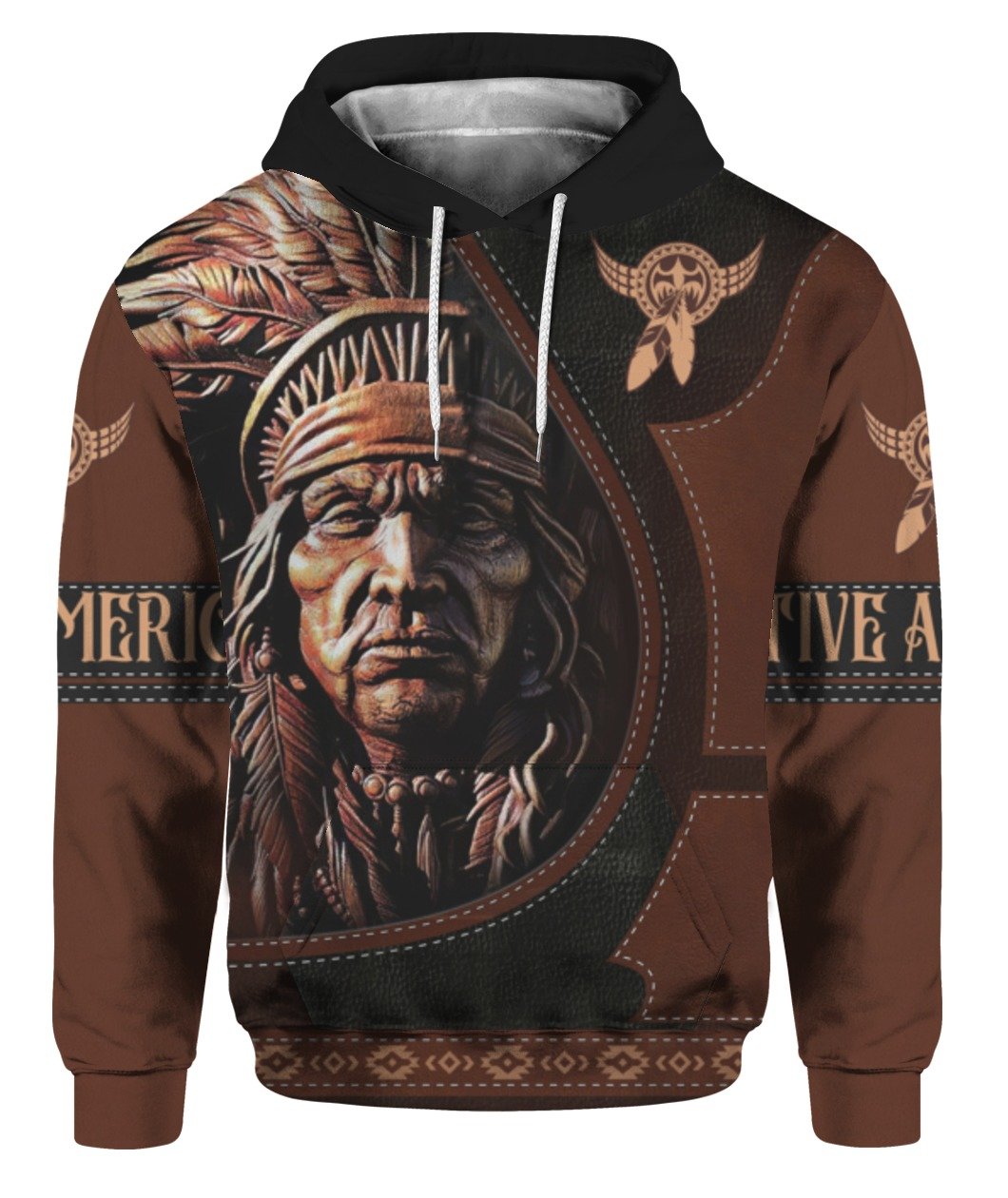 Native American Hoodie Native American Carve Wooden Chief Hoodie