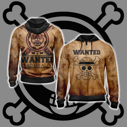  One Piece Hoodie One Piece Wanted Dead Or Alive Hoodie Anime Clothing Adult Unisex Full Print