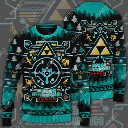 Unifinz Legend Of Zelda Ugly Sweater Sheikah Eye Triforce Symbol Sweater Legend Of Zelda Sweater 2022