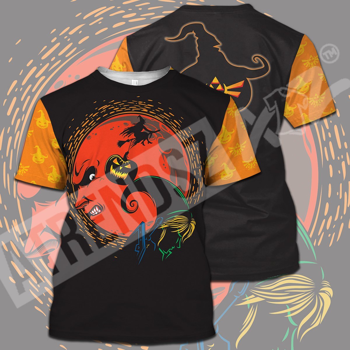 Unifinz Legend Of Zelda T-shirt Halloween The Moon Face Link Witch Pumpkin Orange T-shirt Legend Of Zelda Hoodie 2022